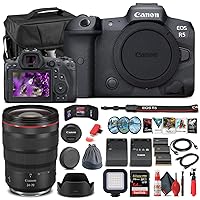 Canon EOS R5 Mirrorless Digital Camera (Body Only) (4147C002), Canon RF 24-70mm Lens, 64GB Memory Card, Case, Corel Photo Software, 2 x LPE6 Battery, External Charger, Card Reader + More (Renewed)