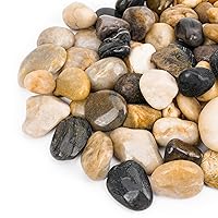 Natural Polished Pebbles, 1 Inch Decorative Mixed Color Stones Aquarium Gravel River Rocks for Vase, Succulents, Landscaping and Home Decor (5-lb Bag)