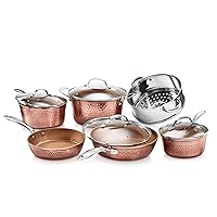 Gotham Steel Hammered Collection Pots and Pans 10 Piece Premium Ceramic Cookware Set – with Triple Coated Ultra Nonstick Surface for Even Heating, Oven, Stovetop & Dishwasher Safe