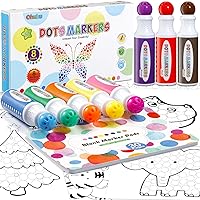 Ohuhu Washable Dot Markers for Toddler 8 Colors Bingo Daubers 40 ml (1.41 oz) With a Blank 30 Pages Kids Activity Book for Kids Children (3 Ages +) Preschool Non-Toxic Water-Based Dot Art Markers