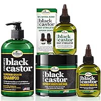 Difeel Jamaican Black Castor Superior Growth 4-PC Hair Treatment Set - Includes 12 oz Shampoo, 12 oz Hair Mask, 2.5 oz. Root Stimulator & 2.5 oz. Hair Oil