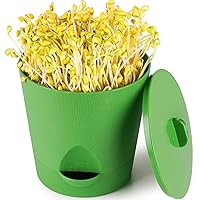 Seed Sprouter Pot with Lid, Multipurpose Bean Germination Tray with Water Strainer Portable Dirt-Free Bucket Hydroponics Nursery for Growing Healthy Seedlings
