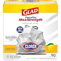 Glad Protection Series ForceFlex MaxStrength Drawstring Lemon Fresh Bleach Odor Shield with Clorox 13 Gallon 1/90ct