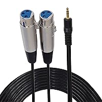 XLR Y Adapter Cable Splitter - 6 Ft 12 Gauge 3.5mm Male to Dual Female XLR Jacks w/ Metal Connectors to Connect iPhone, iPod or MP3 Player to Mixing Console or Powered Speakers Set - Pyle PCBL38FT6