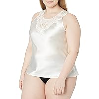 Women's Plus-Size Charmeuse Camisole with Medallion Lace