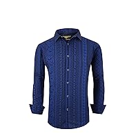Premiere Mens Designer Fashion Silky Dress Shirt Long Sleeve Casual Shirt Woven Button Up Long Sleeve Button Down Shirt