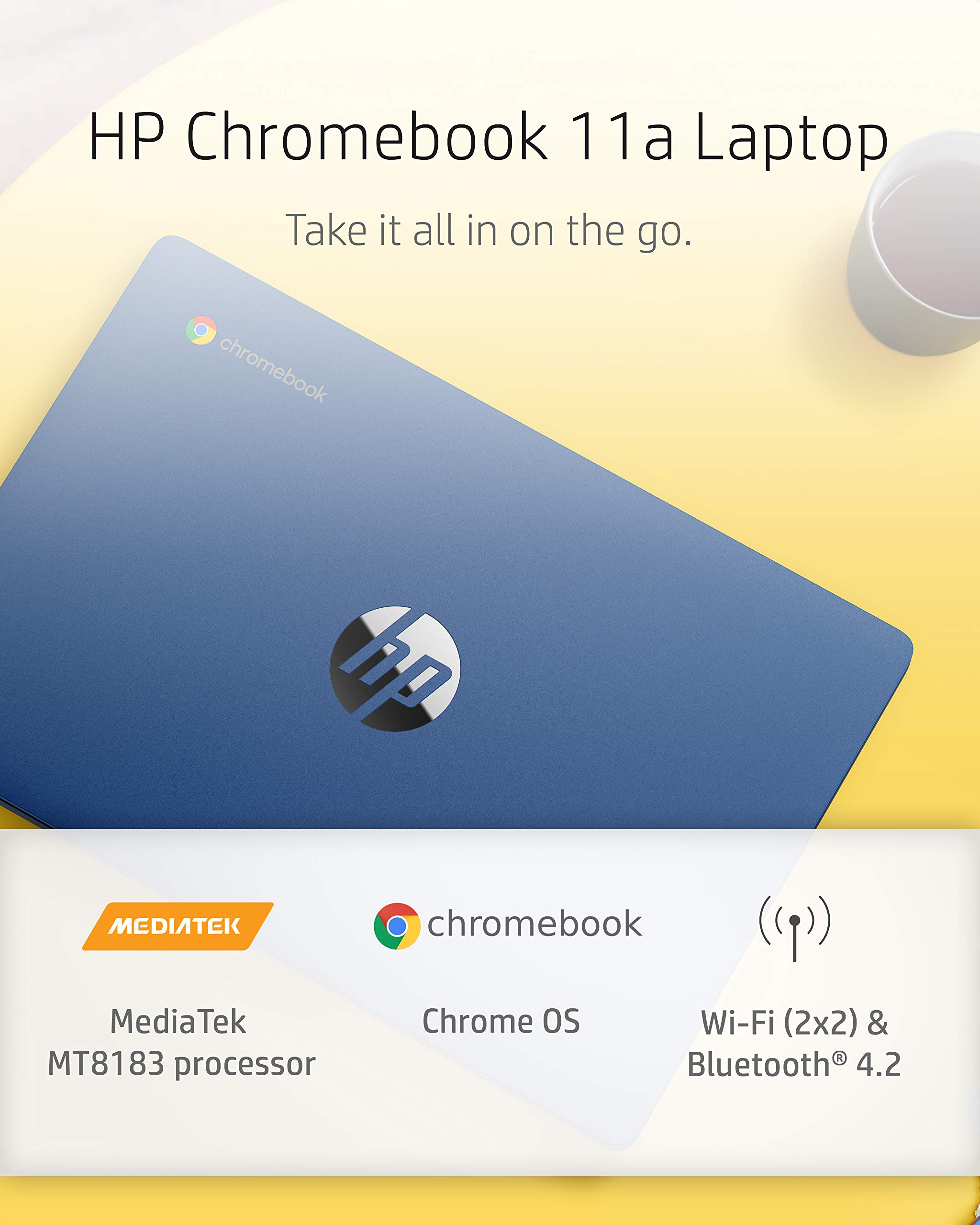 HP Chromebook 11-inch Laptop - MediaTek - MT8183 - 4 GB RAM - 32 GB eMMC Storage - 11.6-inch HD Display - with Chrome OS™ - (11a-na0030nr, 2020 model, Indigo Blue)
