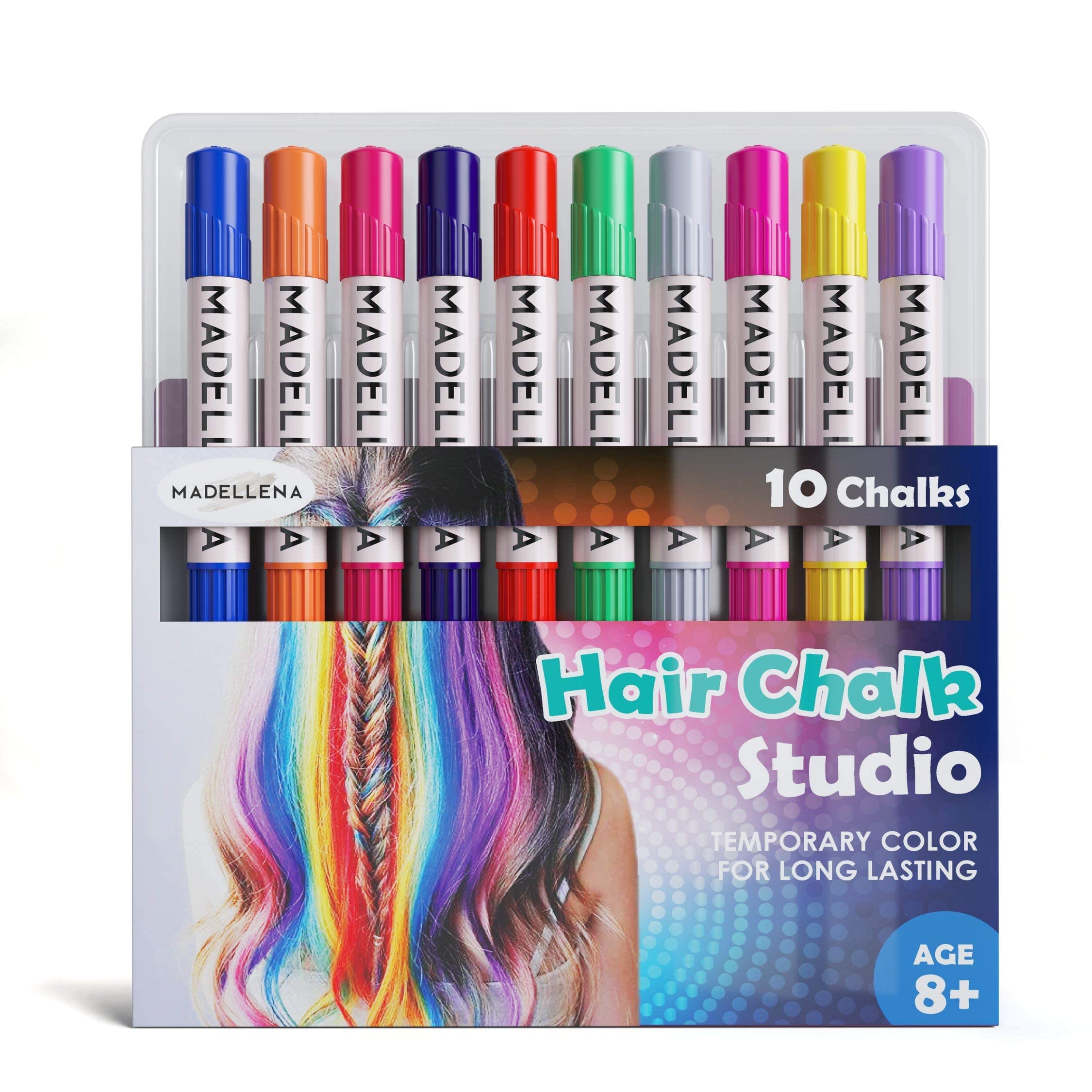 Hair Chalk For Kids - Hair Chalk for Girls - 10 Piece Temporary Hair Chalks - Birthday Gifts For Girls - Hair Chalk - Kids Hair Dye - Gifts for Girls Ages 3, 4, 5 ,6 ,7, 8, 9, 10 yr olds