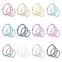 Drperfect 36Pcs 20G Nose Ring Hoop for Women Men 316L Stainless Steel Helix Tragus Lip Septum Ring Cartilage Earring Hoop Piercing Jewelry