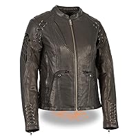 Milwaukee Leather Women's Lightweight Scuba Racer Jacket w/Lace & Grommet Details MLL2535