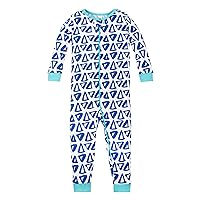 Lamaze Organic Baby Baby Boys' Toddler Stretchie One Piece Sleepwear, Footless, Zipper, Blue Triangles, 9 Months