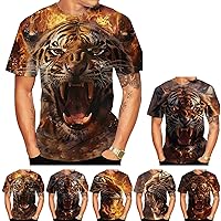Men's Planet Top 3D Printed T-Shirt Shirt Casual Short-Sleeved T-Shirt Animal Print Tiger Roaring