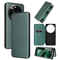 Wallet Case Compatible with Oppo Find X6 Pro 5G Case, Luxury Carbon Fiber PU+TPU Hybrid Case Full Protection Shockproof Flip Case Cover for Oppo Find X6 Pro 5G (Color : Green)