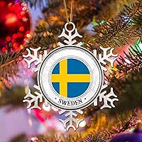Sweden Christmas Metal Snowflake Ornament Xmas Tree Decor Sweden Christmas Ornaments for Tree World Traveler Christmas Tree Decoration Keepsake Housewarming