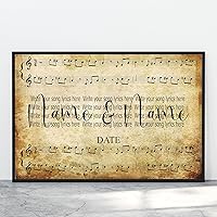 Customized Lyrics with Name for Couples Canvas Wall Decor Personalized Song Lyrics Music Poster for Living Room Custom Love Wall Art for Mr and Mrs Personalized Music Framed Art (12x16 Canvas)