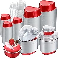 150 Sets Heart Shaped Cake Pans Aluminum Foil Heart Cake Pan 3.4oz and 9 oz Mini Cake Pans with Lids Valentine's Day Baking Cupcake Cup Muffin Tins for Wedding Xmas Birthday Party Supplies