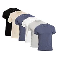 Mens Crew Neck T-Shirt (Slim Fit) | Cotton Rich Mens Tshirt (3/6 Pack) | Ultra Soft, Breathable (Made in Egypt)