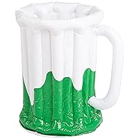 Beistle Beer Mug Outdoor Backyard Inflatable Cooler, Drink Container for Parties, 27x18, Green/White