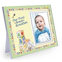 Our First Great Grandson Picture Frame | New Great Grandparent Gifts | Baby Announcement Frame | Photo Frame Measures 8.25 x 7 in | Holds a 3.5 x 5 in Photo | Front-Load Photo Design |Easy to Mail