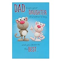 Father's Day Card for Dad From Your Daughter With Envelope - Funny Cat Design
