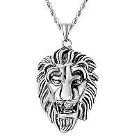Men Women Stainless Steel 3mm Gold Rope Chain Necklace Punk Men's Stainless Steel Animal Lion Head Shape Pendant Necklace - Men's Necklace, Mens Jewelry, Stainless Steel Necklace