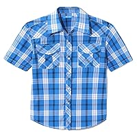Boy's Toddler Child Kids Casual Dress Western Short Sleeve Snap Plaid Button Down Shirts