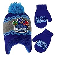 PJ Masks Boys' Winter Accessory Hat and Mittens Set, Toddler Beanie for Kids Ages 2-4