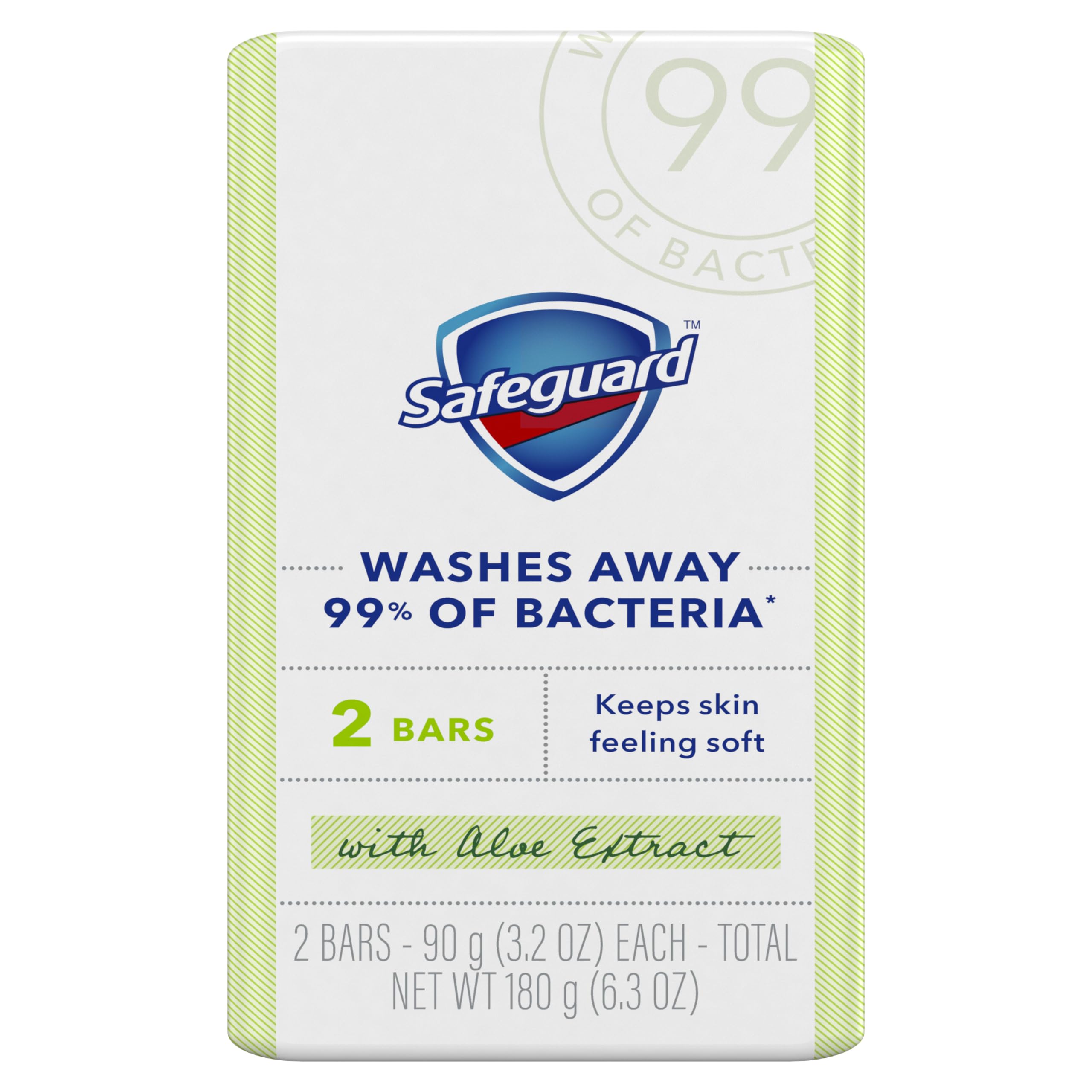 Safeguard Bar Soap Fresh Clean Scent with Aloe Extract, 3.2oz (2 Count)