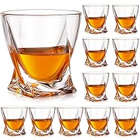 12 Pieces Old Fashioned Whiskey Glasses 10 oz Bourbon Glass Cocktail Glasses Rocks Glasses for Whiskey Bourbon Liquor and Cocktail Drinks Gift for Men Women Home Bar (Stylish)