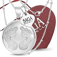 Saga jewellery, guardian angel necklace, Mexican bola, carved feet design