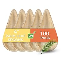Restaurantware Indo 4 x 2 Inch Disposable Palm Leaf Spoons 100 Durable Palm Leaf Spoons - Raised Sides Teardrop Design Palm Spoons Impervious to Grease for Soups Custards Or Ice Creams