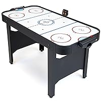 GoSports 48 Inch Air Hockey Arcade Table for Kids - Includes 2 Pushers, 3 Pucks, AC Motor, and LED Scoreboard - Oak or Black