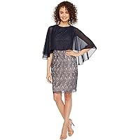 Sangria Women's Lace Dress with Chiffon Overlay
