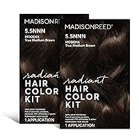Radiant Hair Color Kit, Medium Brown for 100% Gray Coverage of Resistant Gray Hair, Ammonia-Free, 5.5NNN Modena Brown, Permanent Hair Dye, Pack of 2