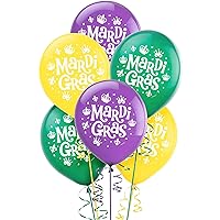 Amscan Assorted Mardi Gras Latex Balloons - 12
