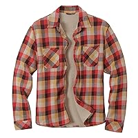 WUAI-Men Casual Sherpa Fleece Lined Plaid Flannel Shirts Jackets Heavyweight Thermal Button Up Winter Work Coat Outwear