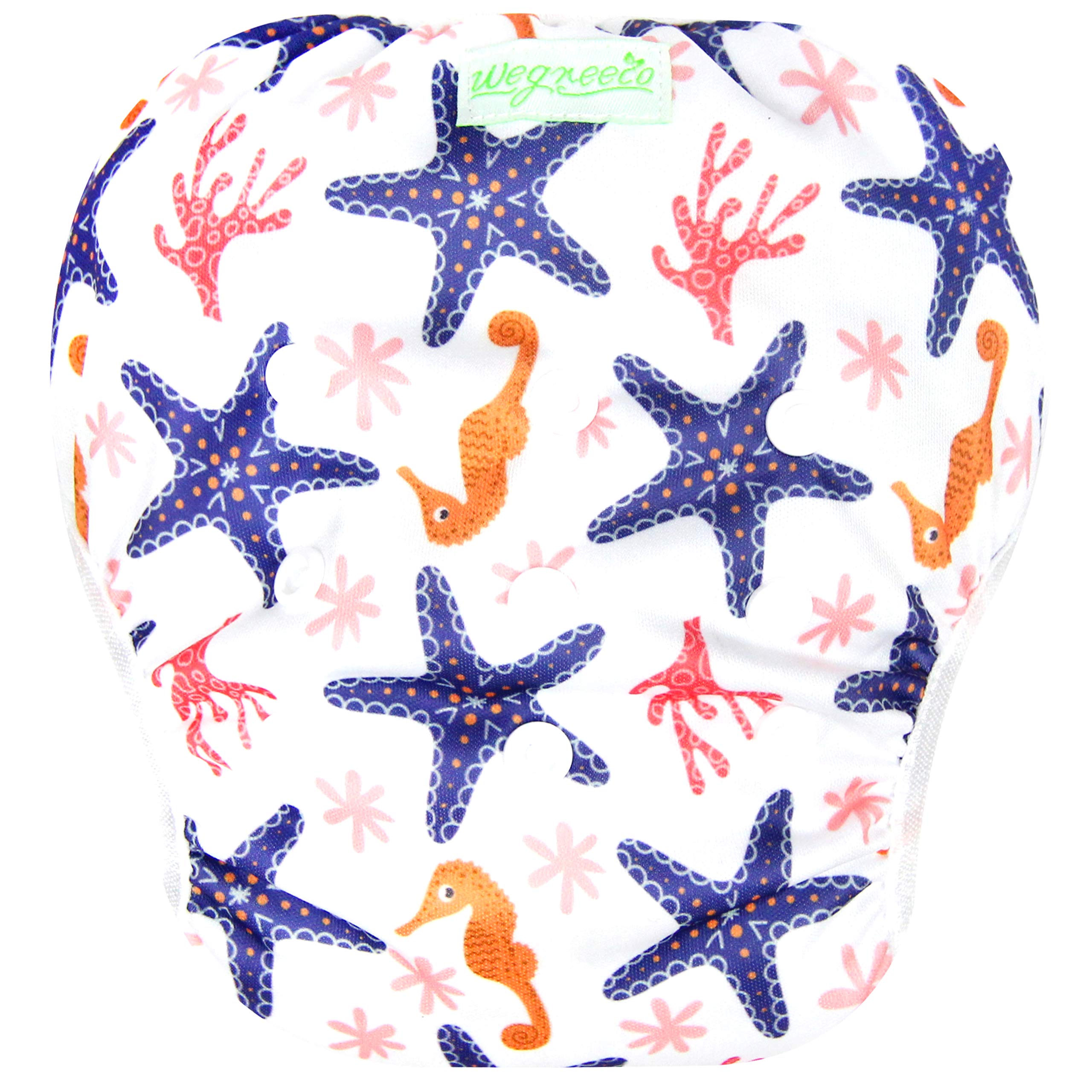 wegreeco Baby & Toddler Snap One Size Adjustable Reusable Baby Swim Diaper (Starfish, Small, 3 Pack)