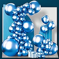 PartyWoo Metallic Blue Balloons, 100 pcs Blue Metallic Balloons Different Sizes Pack of 36 Inch 18 Inch 12 Inch 10 Inch 5 Inch Chrome Blue Balloons for Balloon Garland as Party Decorations, Blue-G106