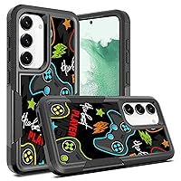 for Samsung Galaxy S23, Gaming Controller Best Player Pattern Shock-Absorption Hard PC and Inner Silicone Hybrid Dual Layer Armor Defender Case for Samsung Galaxy S23