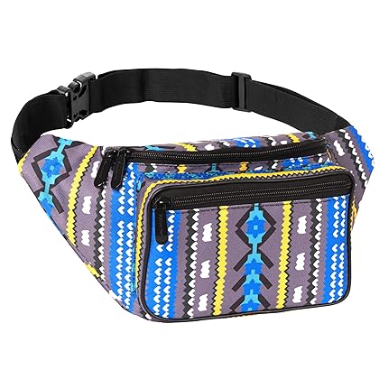 Mens Boho Aztec Fanny Pack Belt Bag I Boho Fanny Packs for Women Fashionable - Plus Size Boho - Crossbody Bag Bum bag Waist Bag Boho for Halloween (Gray)