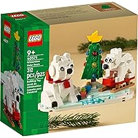 LEGO Wintertime Polar Bears 40571 Christmas Décor Building Kit, Polar Bear Gift, Great Stocking Stuffer for Kids, Features a Christmas Tree Toy and Two Polar Bear Toys