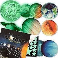 Glow in The Dark Stars and Planets, Bright Solar System Wall Stickers -Glowing Ceiling Decals for Kids Bedroom Any Room,Shining Space Decoration, Birthday Christmas Gift for Boys and Girls (Green)