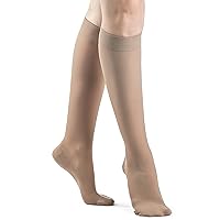 DYNAVEN by Sigvaris Women's Compression Calf-High Socks 20-30mmHg Weight - Closed Toe Design for Everyday Support - Medium Long - Light Beige