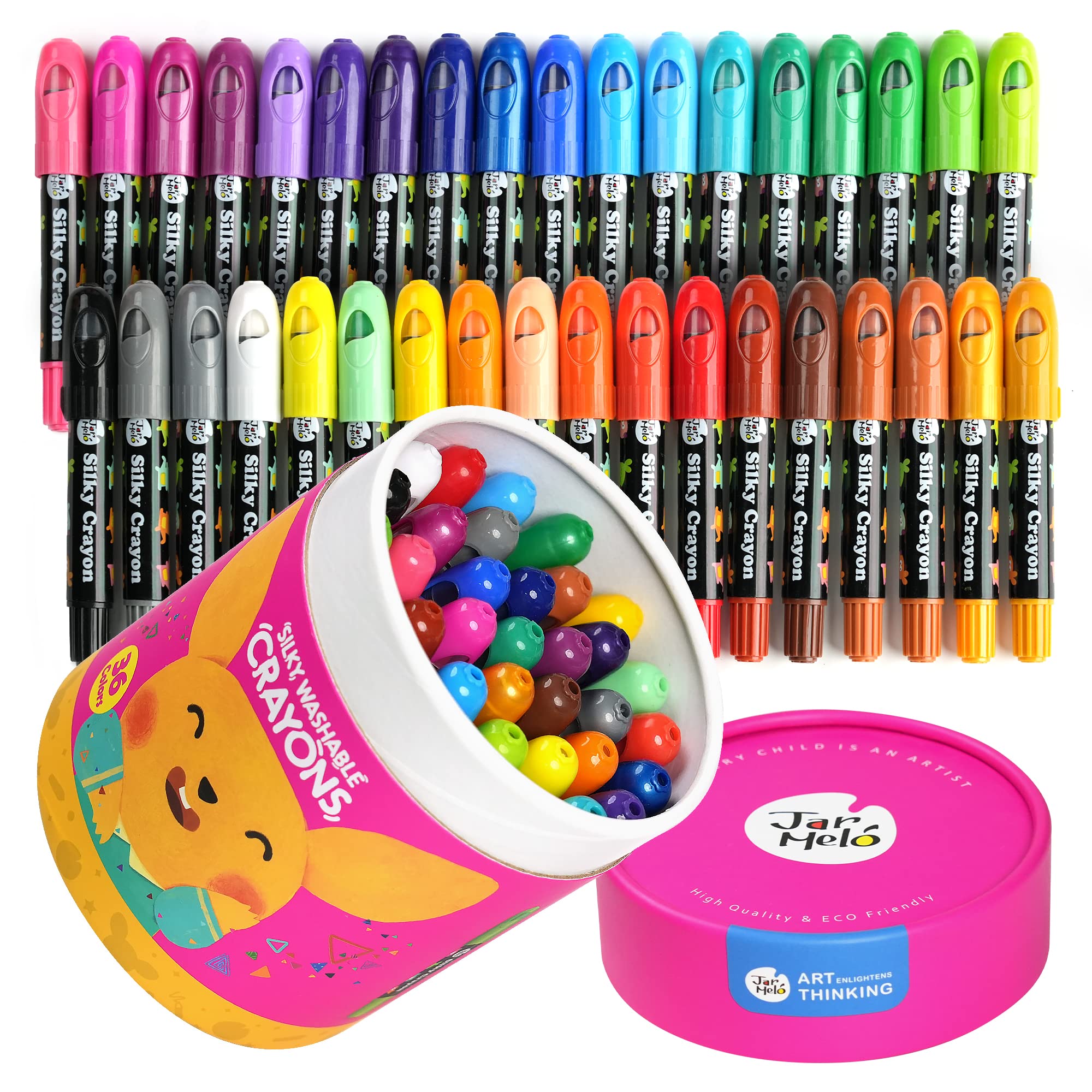 Jar Melo Key Crayons For Toddlers, 24 Colors Washable Jumbo