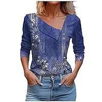 Boho Floral Tops for Women Long Sleeve Blouses Dressy Casual Shirts Scoop Neck Tshirts Plus Size Tees Comfy T Shirts