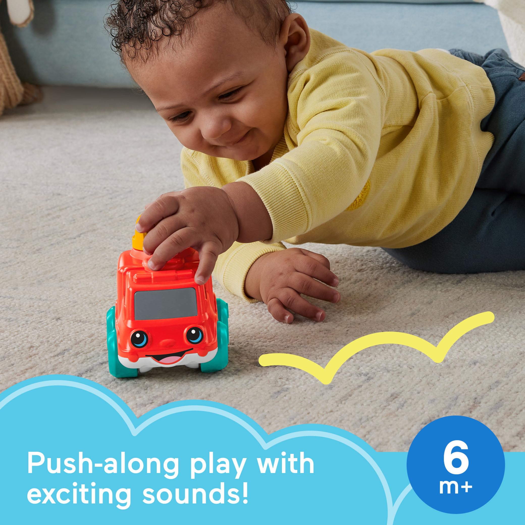 Fisher-Price Baby Toy Chime & Ride Fire Truck Push-Along Vehicle with Fine Motor Activities for Infants Ages 6+ Months