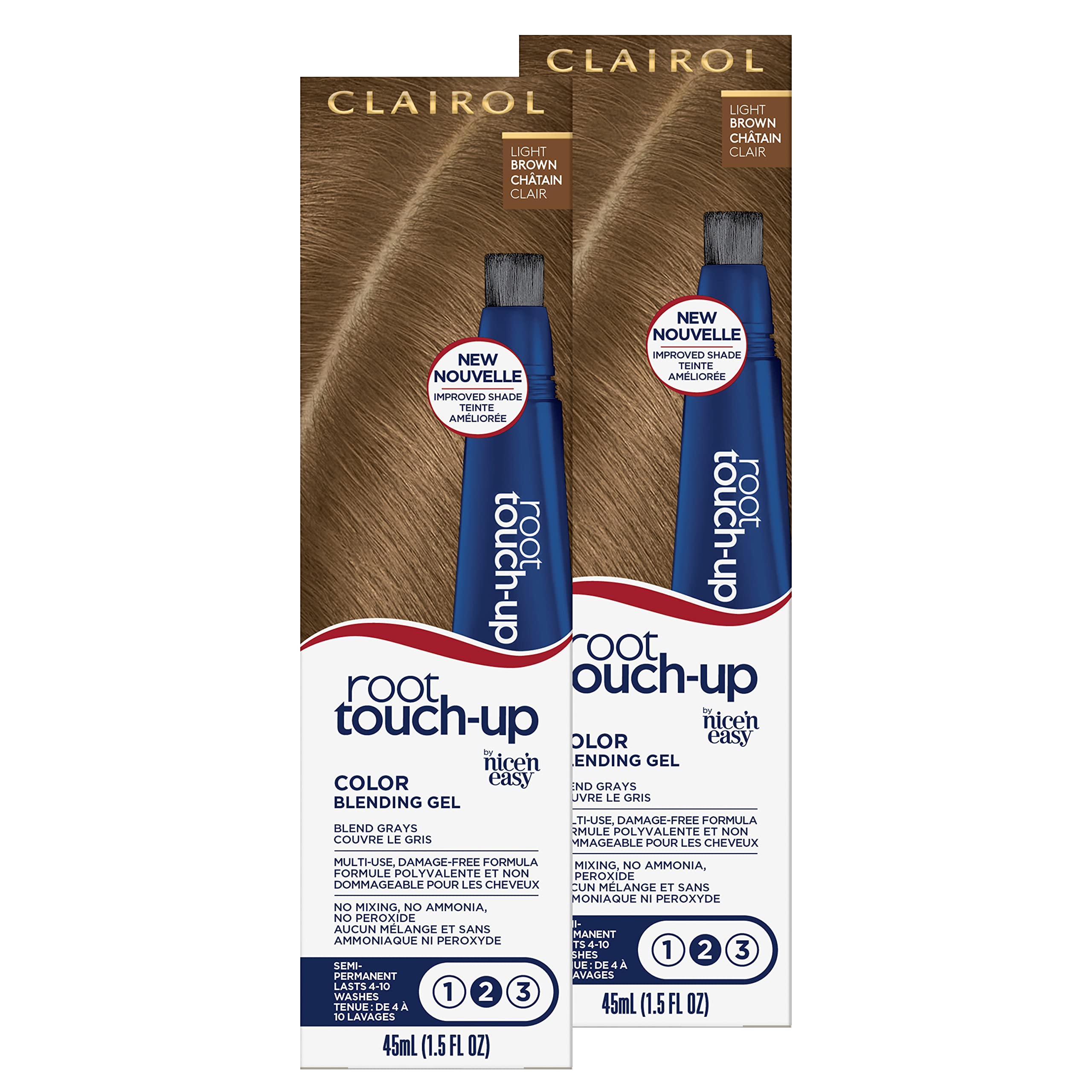 Clairol Root Touch-Up Semi-Permanent Hair Color Blending Gel, 6 Light Brown, Pack of 2