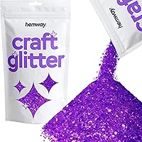 Hemway Craft Glitter - Multi-Size Chunky Fine Glitter Mix for Arts Crafts Tumbler Resin Painting Decorations Epoxy, Cosmetics for Nail Body Festival Art - Fluorescent Purple - 100g / 3.5oz