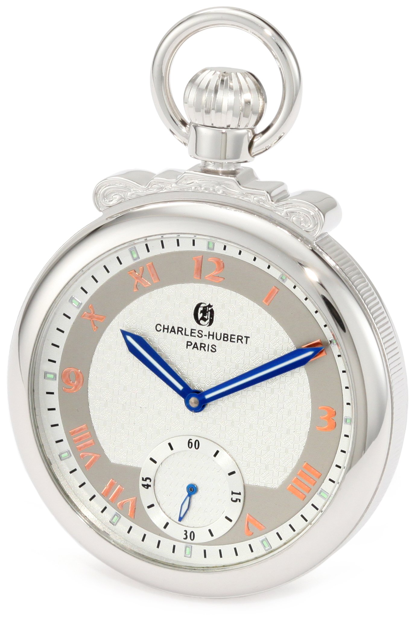 Charles-Hubert, Paris 3873-W Classic Collection Polished Finish Open Face Mechanical Pocket Watch
