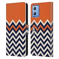 Head Case Designs Orange Colour Block Chevron Leather Book Wallet Case Cover Compatible with Motorola Moto G54 5G